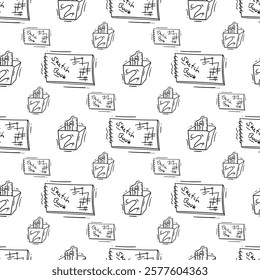 artist tool pattern. art supplies seamless pattern. doodle artist kit seamless pattern. doodle art material background