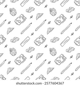 artist tool pattern. art supplies seamless pattern. doodle artist kit seamless pattern. doodle art material background