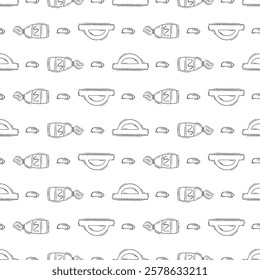 artist tool pattern. art supplies seamless pattern. doodle artist kit seamless pattern. doodle art material background