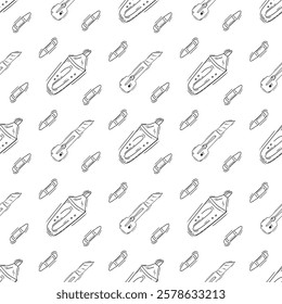 artist tool pattern. art supplies seamless pattern. doodle artist kit seamless pattern. doodle art material background