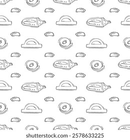 artist tool pattern. art supplies seamless pattern. doodle artist kit seamless pattern. doodle art material background