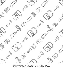 artist tool pattern. art supplies seamless pattern. doodle artist kit seamless pattern. doodle art material background