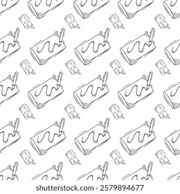 artist tool pattern. art supplies seamless pattern. doodle artist kit seamless pattern. doodle art material background