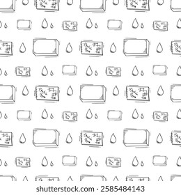 artist tool pattern. art supplies seamless pattern. doodle artist kit background