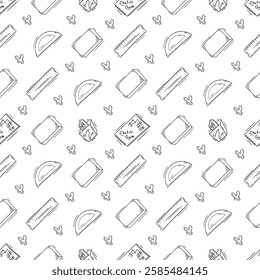 artist tool pattern. art supplies seamless pattern. doodle artist kit background