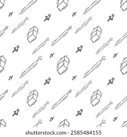 artist tool pattern. art supplies seamless pattern. doodle artist kit background