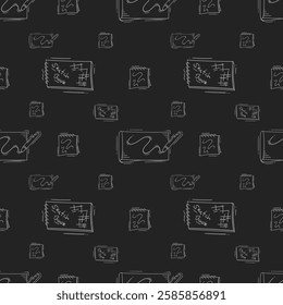 artist tool pattern. art supplies seamless pattern. doodle artist kit background