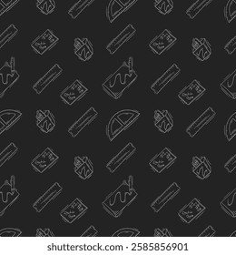 artist tool pattern. art supplies seamless pattern. doodle artist kit background