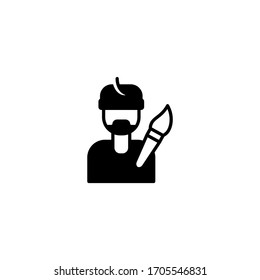 Artist vector icon in black solid flat design icon isolated on white background