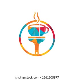 Artist café vector logo design concept. Coffee mug and paint brush icon.	