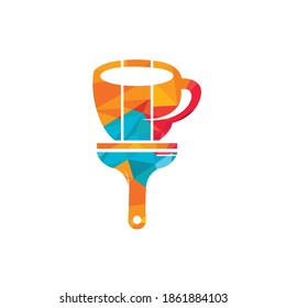 Artist café vector logo design concept. Coffee mug and paint brush icon.	
