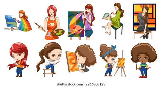 Artist vector set collection graphic clipart design