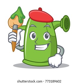 Artist watering can character cartoon