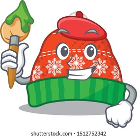 Artist winter hat isolated character
