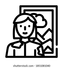 artist woman job line icon vector. artist woman job sign. isolated contour symbol black illustration