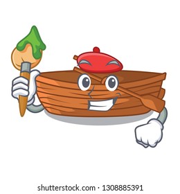 Artist wooden boat in the cartoon shape