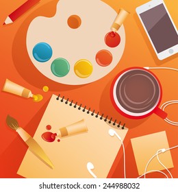 Artist Workspace :Vector Illustration