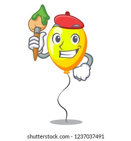 Artist yellow balloon cartoon in shape illustration