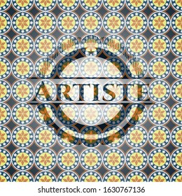 Artiste arabic badge background. Arabesque decoration.