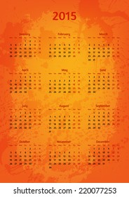 Artistic 2015 year vector calendar. Colorful and vivid