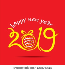 artistic 2019 written on happy new year greeting card design