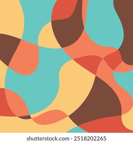 Artistic abstract background with hand drawn overlay colorful shapes. Minimalist retro horizontal cover design template