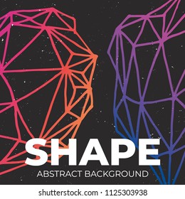 Artistic abstract background. Polygon shape in rainbow color covered by light texture. Vector graphic design.