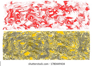 Artistic abstract background set. Dynamical rippled surface, illusion, curvature. Liquid paint on canvas