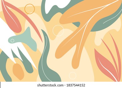 artistic abstract background shape  with leaves nature draw This design art is great for wall decor, invitations, posters, and product design