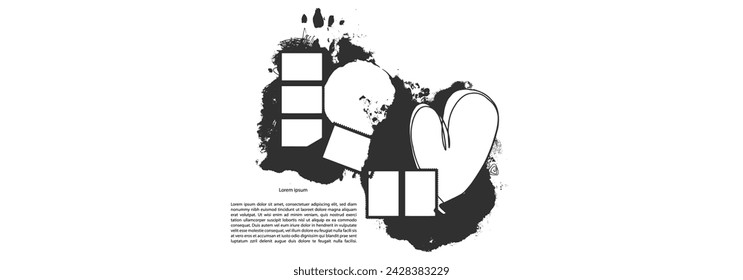 Artistic abstract banner template. Basis graphics universal use gray scale