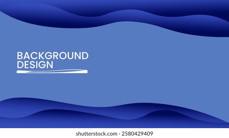 An artistic abstract blue background featuring layered waves and minimalist typography. Ideal for professional presentations, advertisements, and graphics.