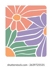 Artistic Abstract Boho Wall Illustration with Floral Elements for Sublimation