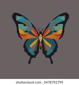 (Artistic and Abstract) Butterfly with Geometric Patterns.
