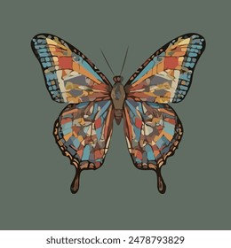 (Artistic and Abstract) Butterfly with Geometric Patterns.