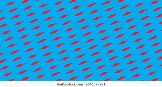 An artistic abstract design featuring red diamond shapes in a repeating pattern over a vivid blue backdrop, evoking creativity
