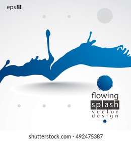Artistic abstract dirty ink template, colorful scanned and traced splashing decorative element. Rough grungy background.