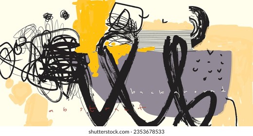 Artistic abstract drawing grunge background hand drawn vector art illustration, Line art, brushes, rough, ink aesthetic for cards, prints, cover, poster, home decoration.