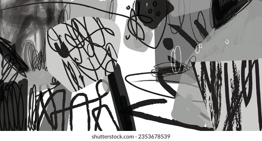 Artistic abstract drawing grunge background hand drawn vector art illustration, Line art, brushes, rough, ink aesthetic for cards, prints, cover, poster, home decoration.