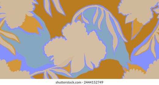 Artistic abstract flowers pattern. Hand drawn unique print. Seamless botanical pattern. 