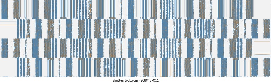 Artistic abstract  geometric collage checks winter spring style seamless pattern design on linen textured for textile texture design 