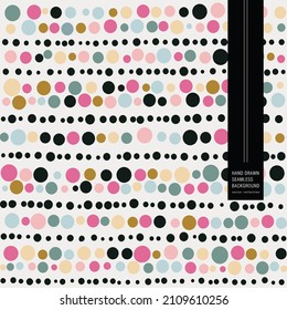 Künstlerisch abstraktes geometrisches Punktmuster, nahtlos handgezeichnet. Horizontale gepunktete Linien. Stilvolle, süße und farbenfrohe Textur. Design-Vorlage für Druck, Grafik oder Web.
