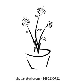 Artistic and Abstract Hand Drawn Flower Pot or Vase Painting Vector