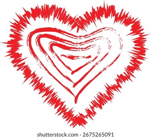 Artistic abstract heart shape vector in red color