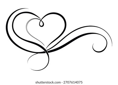 Artistic abstract heart vector with curved lines and modern decorative pattern