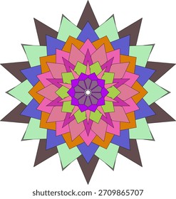 Arte abstracto artístico del mandala que presenta Formas ornamentales florales geométricas coloridas