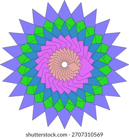 Flor abstracta artística del mandala con los detalles geométricos coloridos audaces