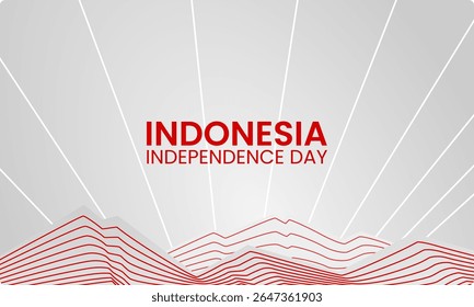 Artistic abstract mountain and sunrise lines background representing Indonesia independence and pride.