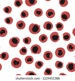 Artistic abstract Seamless pattern of blots black and red color. Vector. Elements are not cropped. Pattern under the mask. Perfect design for textile, box, posters, cards etc.