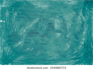 Artistic abstract turquoise texture. Teal blue background with hand drawn brush strokes. Vector illustration