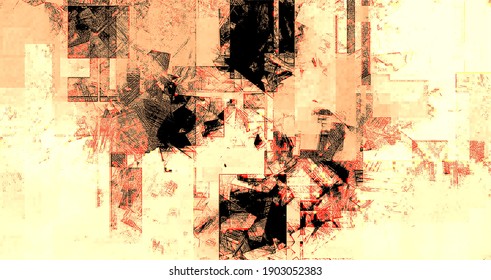 Artistic abstract vector background. Antique vibe wall art fantasy with black accents. Messy grunge texture, burned surface